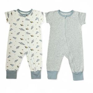 Teach Leanbh Rocket Baby Boys (2) Zipper Pajamas Sleep and Play – 12-18 Months